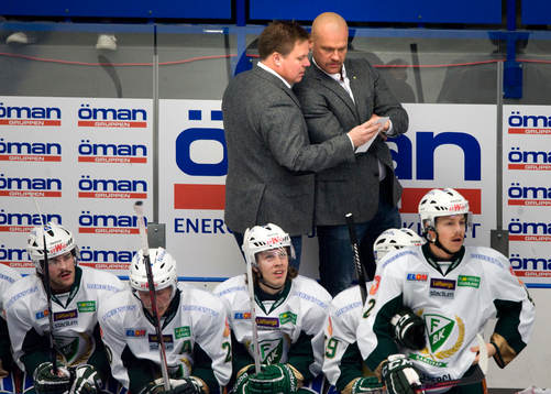 Leif Carlsson och Andreas Johansson, tränare, Färjestad