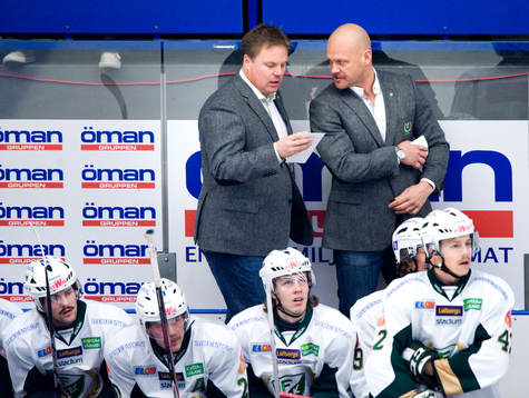 Leif Carlsson och Andreas Johansson, tränare, Färjestad