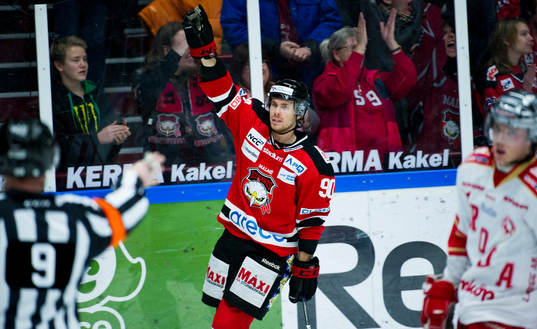 Mattias Persson, Malmö Redhawks, gör 3-0, jubel