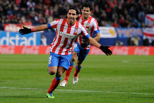 Radamel Falcao of Club Atletico de Madrid celebrates