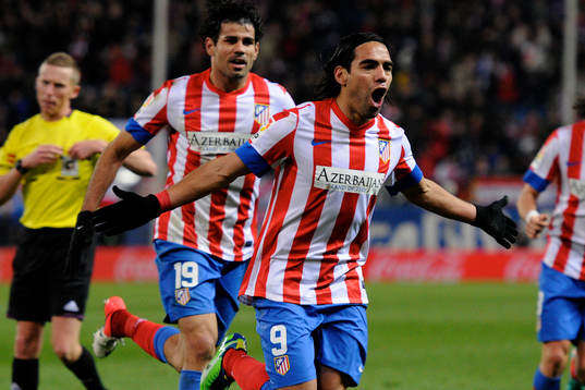 Radamel Falcao of Club Atletico de Madrid celebrates