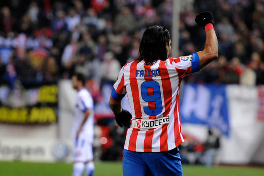 Radamel Falcao of Club Atletico de Madrid celebrates