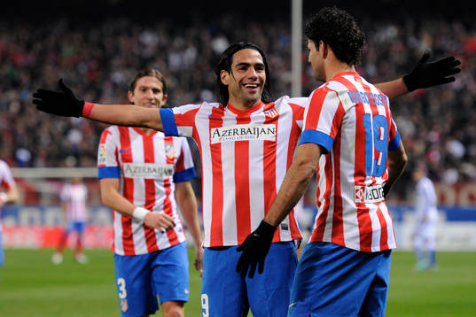 Radamel Falcao of Club Atletico de Madrid celebrates