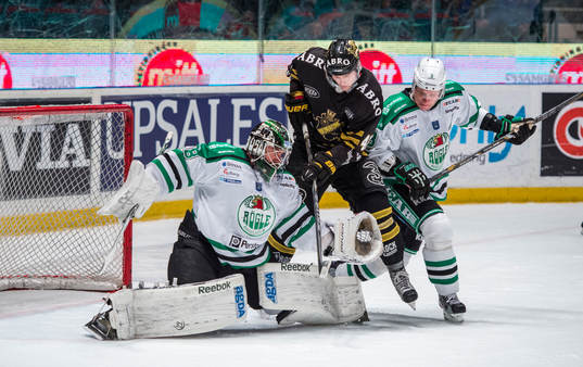 Martin Gerber, målvakt och Lasse Kukkonen, Rögle med