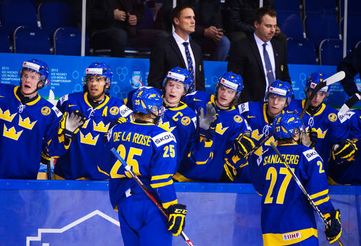Jacob de la Rose och Filip Sandberg, Sverige, jublar