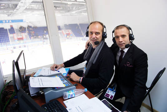 Per Forsberg, kommentator, och Johan Tornberg, expert Viasat