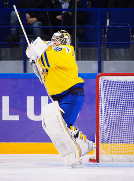 Niklas Lundström, målvakt, Sverige, jublar