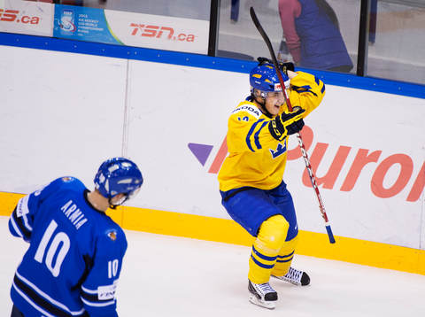 Viktor Arvidsson, Sverige, jublar och gör sin imitation av