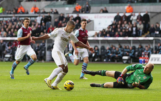 Football - Swansea City v Aston Villa - Barclays Premier