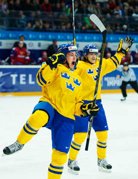 Elias Lindholm och Emil Molin, Sverige, jublar