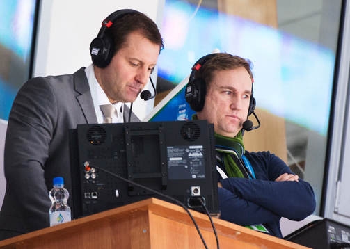 Mikael Renberg, expertkommentator, och Chris Härenstam,