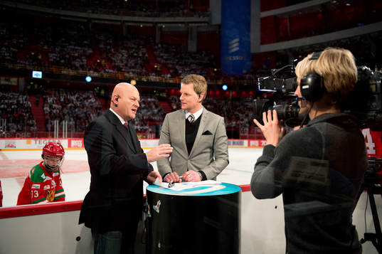 Håkan Södergren och Niklas Jihde, kommentatorer Viasat