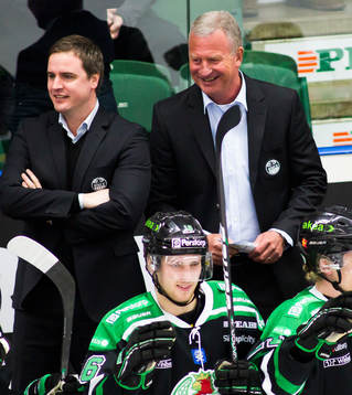Dan Tagnes, assisterande tränare Rögle, Jan Karlsson,