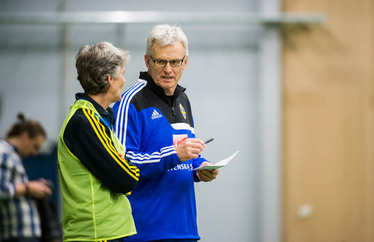 Pia Sundhage, förbundskapten och Birger Jacobsson,