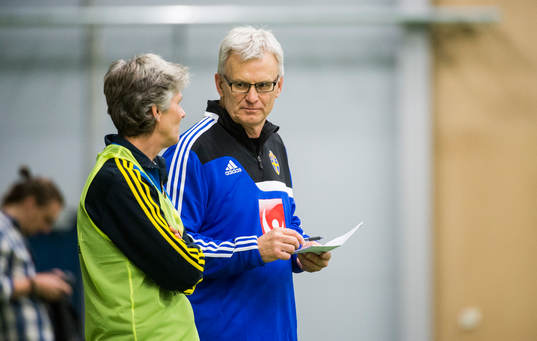 Pia Sundhage, förbundskapten och Birger Jacobsson,