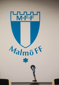 Fotboll, presskonferens, Malmö FF, klubbmärke och