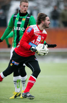 Fotboll, Träningsmatch, Gais-BK Häcken. Gais målvakt