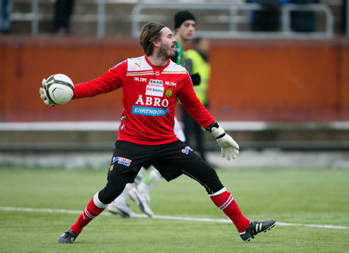 Fotboll, Träningsmatch, Gais-BK Häcken. Gais målvakt