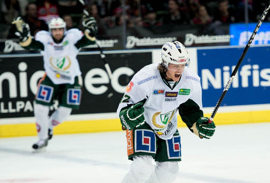 Magnus Nygren, Färjestad, gör 0-1, jubel