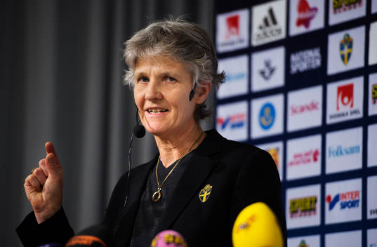 Pia Sundhage, förbundskapten damlandslaget, presenterade