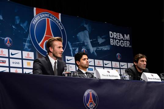 Presentation David BECKHAM / Nasser Khelaifi / Leonardo -