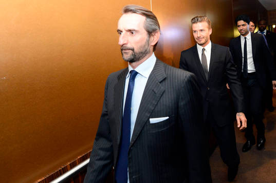 Arrivee Jean Claude BLANC / David BECKHAM / Nasser AL