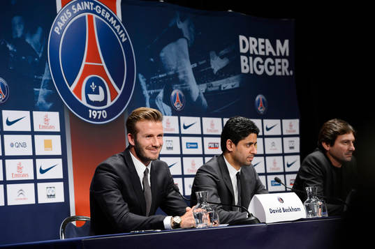 Presentation David BECKHAM / Nasser AL KHELAIFI / LEONARDO