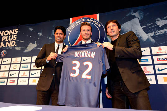Presentation David BECKHAM / Nasser AL KHELAIFI / LEONARDO