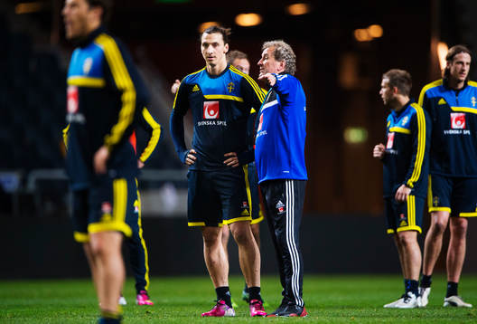Zlatan Ibrahimovic och Erik Hamrén, förbundskapten