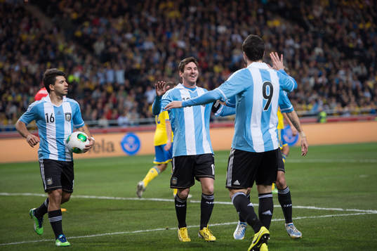 Jubel Argentina och Sergio Aguero, Lionel Messi