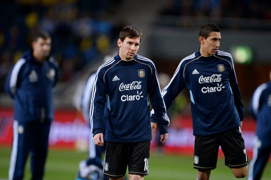 Lionel Messi, Argentina, värmer upp