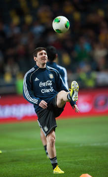 Lionel Messi, Argentina, värmer upp