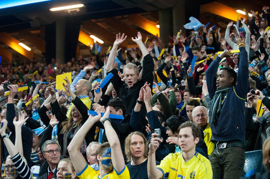 Vågen, publiken Friends arena gör vågen