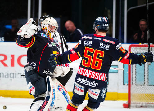 Chet Pickard, målvakt, och Erik Gustafsson, Djurgården,