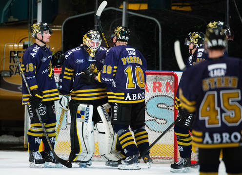 Tobias Viklund, Daniel Larsson, målvakt, och Esa Pirnes,
