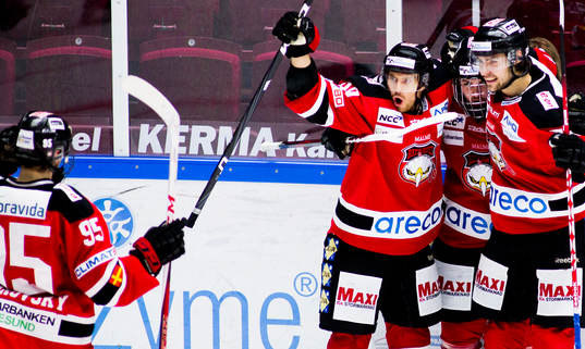 Jubel i, Malmö Redhawks, efter, Rasmus Andersson, Malmö