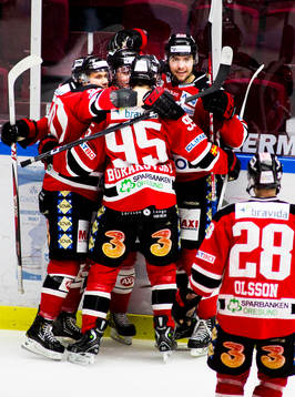 Jubel i, Malmö Redhawks, efter, Rasmus Andersson, Malmö