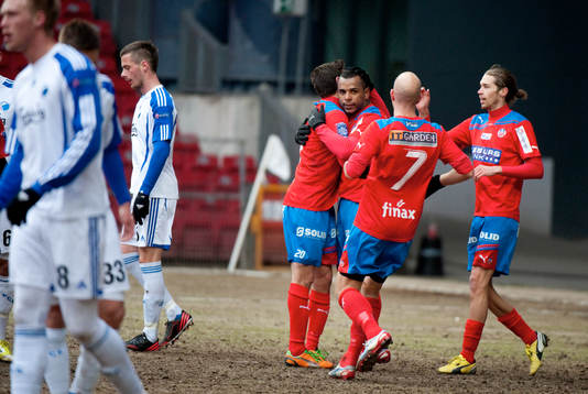 Alvaro Santos, Helsingborg gör 1-1 på straff. Jubel