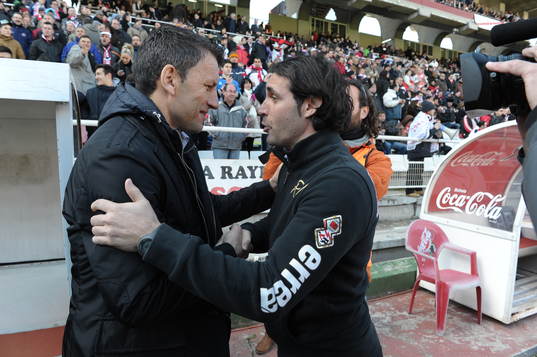 Coach Real Valladolid Djukic (coach) with miguel angel ortiz