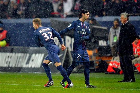 David BECKHAM / Javier PASTORE - 24.02.2013 - Paris Saint