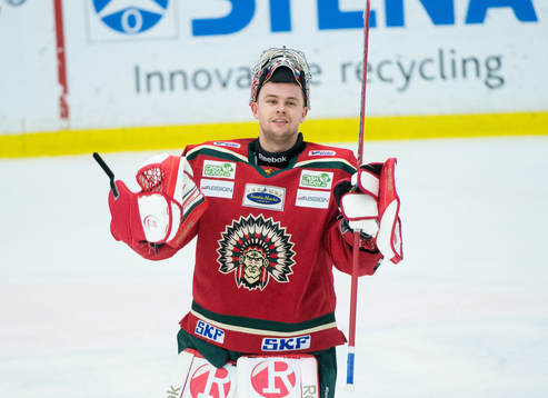 Julius Hudacek, målvak Frölunda, jublar