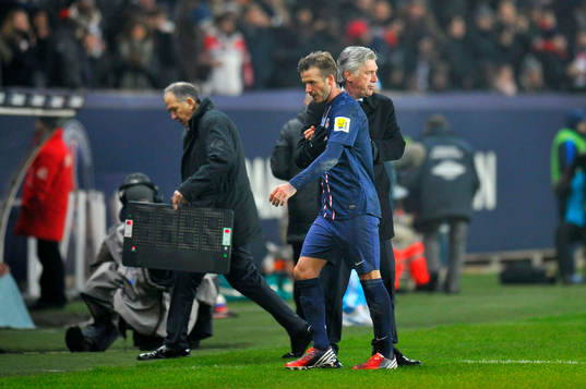 Carlo ANCELOTTI / Sortie de David BECKHAM - 27.02.2013 -