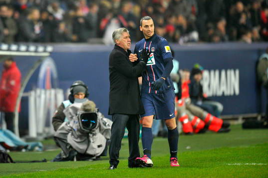 Carlo ANCELOTTI / Zlatan IBRAHIMOVIC  - 27.02.2013 - PSG /