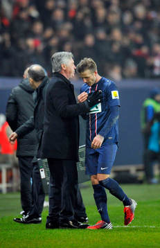 Carlo ANCELOTTI  / David BECKHAM - 27.02.2013 - PSG / OM -