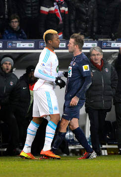 Altercation Jordan AYEW / David BECKHAM - 27.02.2013 -