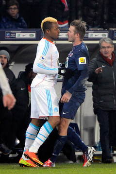 Altercation Jordan AYEW / David BECKHAM - 27.02.2013 -