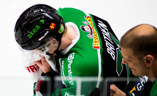 Ted Brithén, Rögle, skadar sig i ansiktet