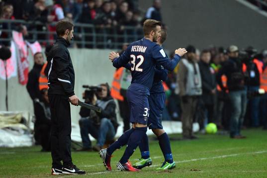 Entree de David BECKHAM / Marco Verratti - 02.03.2013 -