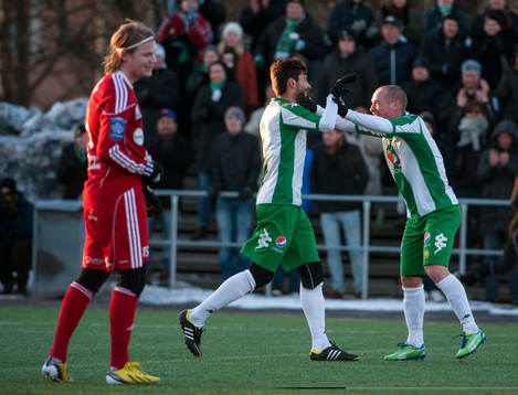 Adis Husidic och Christoffer Carlsson, Hammarby, jublar