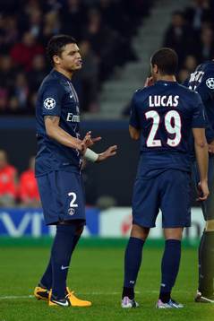 Thiago SILVA / LUCAS MOURA - 06.03.2013 - Paris Saint